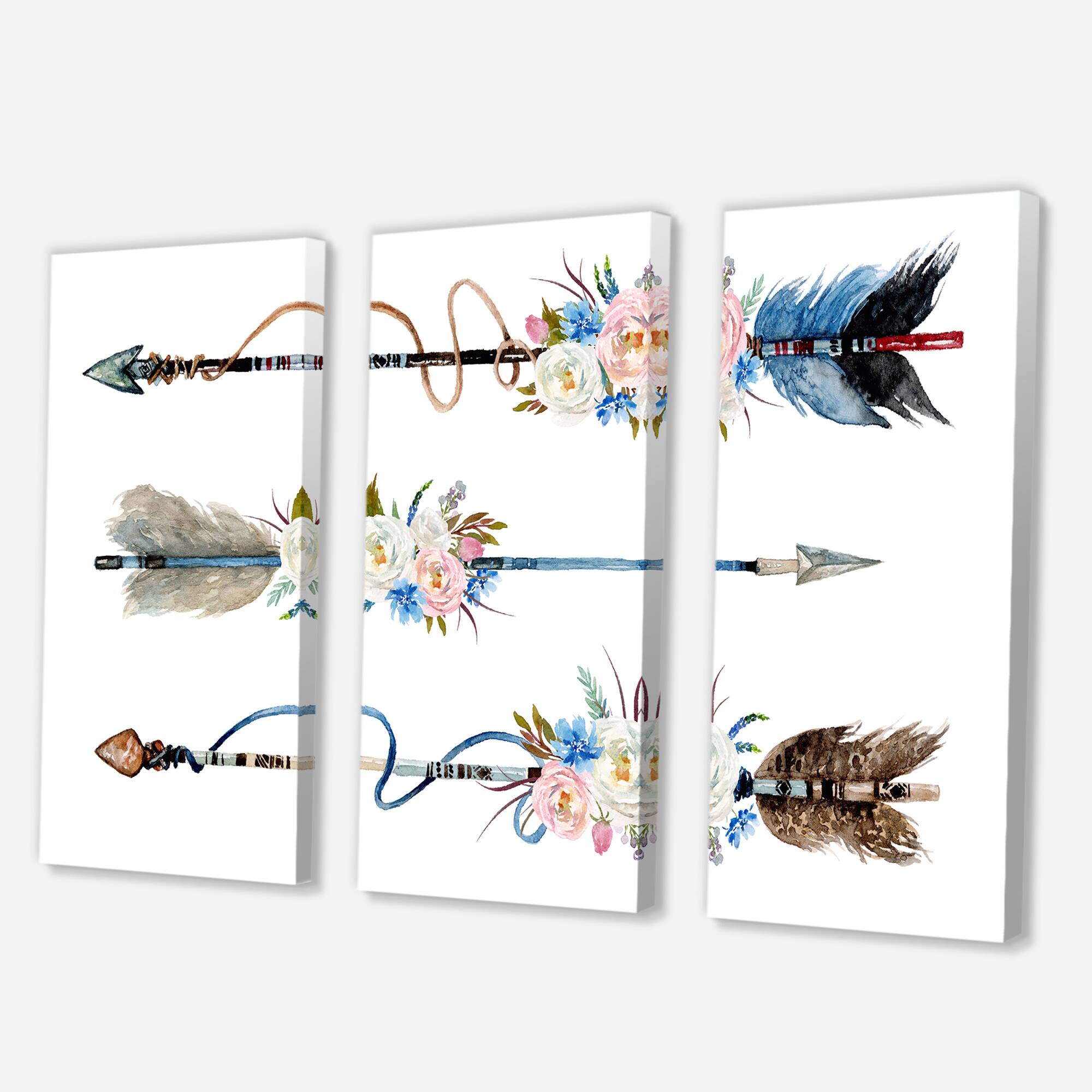 Designart - Ethnic Feathers and Flowers On Native Arrows I